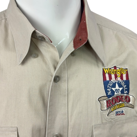 Wrangler 2007 National Finals Rodeo NFR Western Cowboy Shirt Mens 3XL Tan L/S - Picture 7 of 13